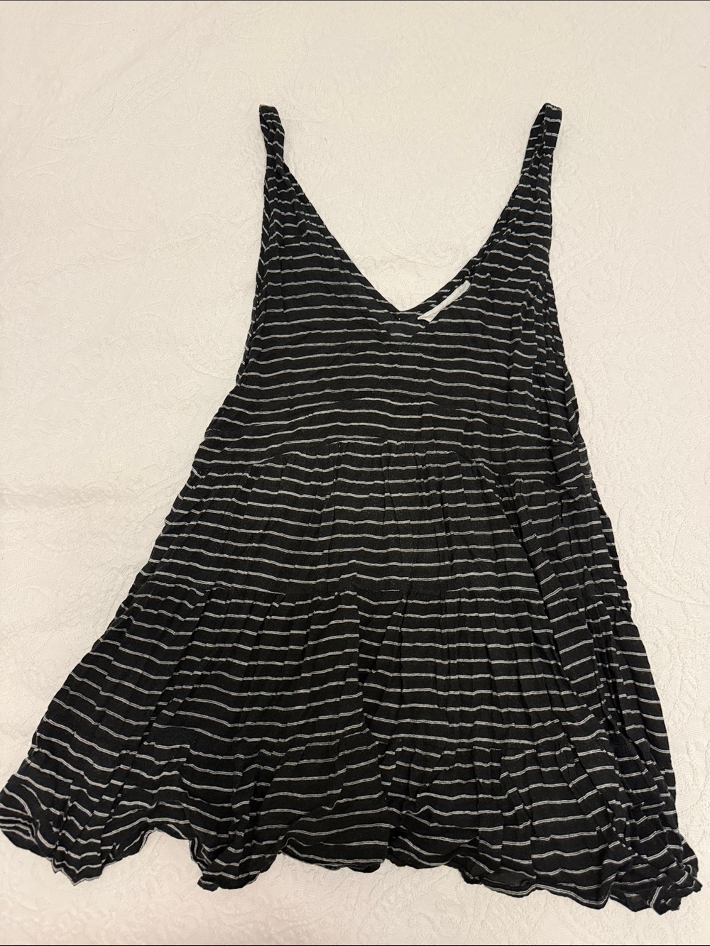 Acacia swimwear Striped Black & White V-Neck Sleeveless
